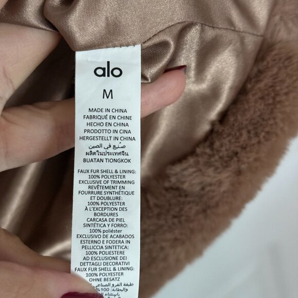 ALO Faux Fur Longline Coat M Tan | $348 Retail - Picture 4 of 9